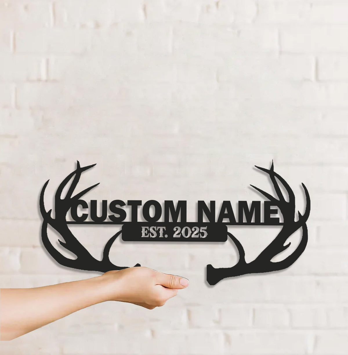 Personalized Deer Antler Metal Sign WITH LED/WITHOUT LED - Rustic Cabin Name Sign