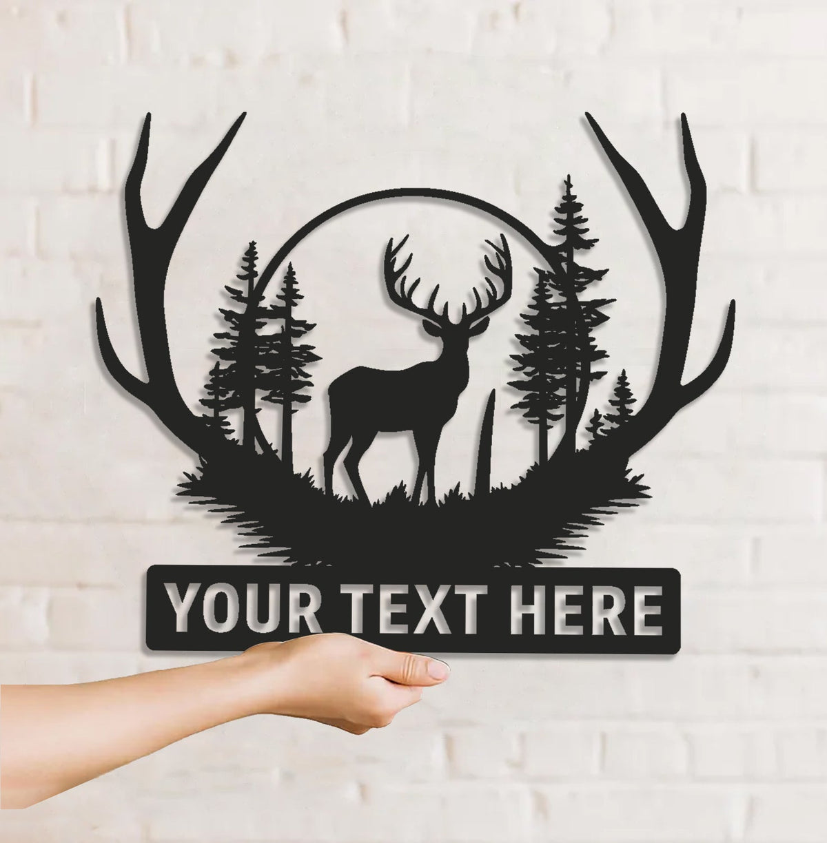 Personalized Deer Antler Metal Sign WITH LED/WITHOUT LED, Custom Name Buck Light