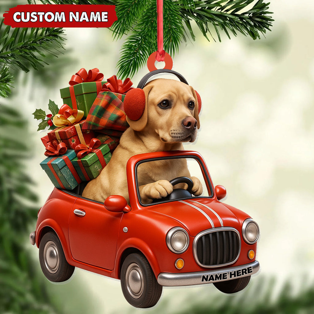 Personalized Funny Dog Driving Car Acrylic Christmas Ornament - 3D Christmas Decor Gift for Hunters & Outdoorsmen