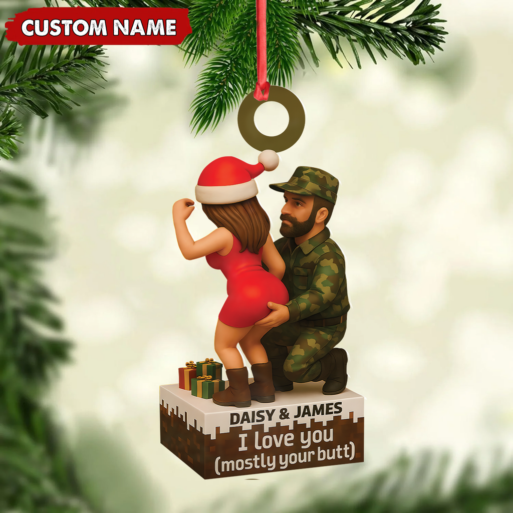 Personalized Funny Hunter Couple Acrylic Ornament – Custom Name Christmas Gift for Him or Her