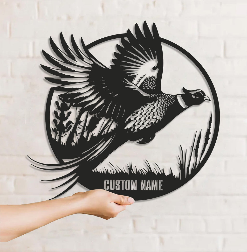 Personalized Pheasant WITH/WITHOUT Led Light Metal Sign – Custom Hunting Decor for Home