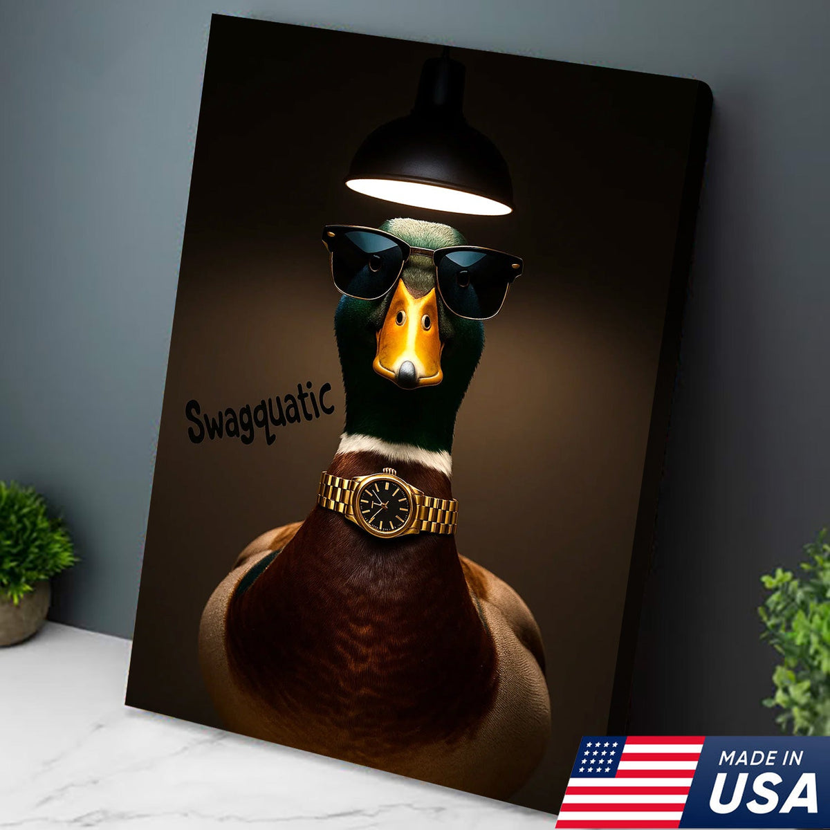 Swag Duck Canvas Art – Cool Duck with Sunglasses & Gold Watch