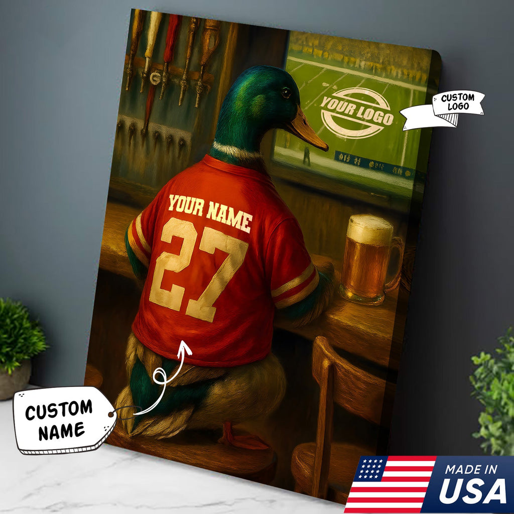 Custom Mallart Duck Football Canvas Wall Art – Personalized Duck Watching Sports Drinking Funny Sports Bar Decor