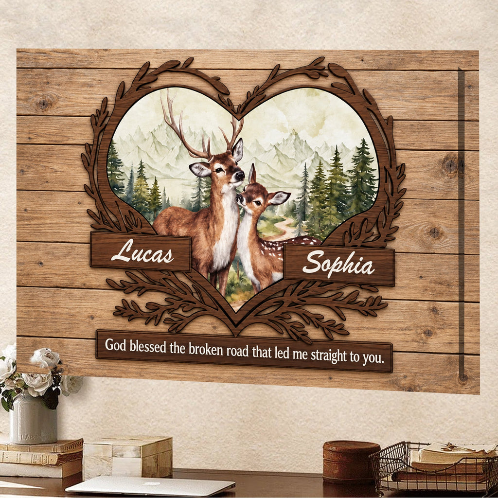 Personalized Deer Heart Love Canvas