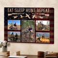 Personalized Eat Sleep Hunt Repeat Photo Collage Frame, Custom Hunting Gift for Dad, Husband & Hunters