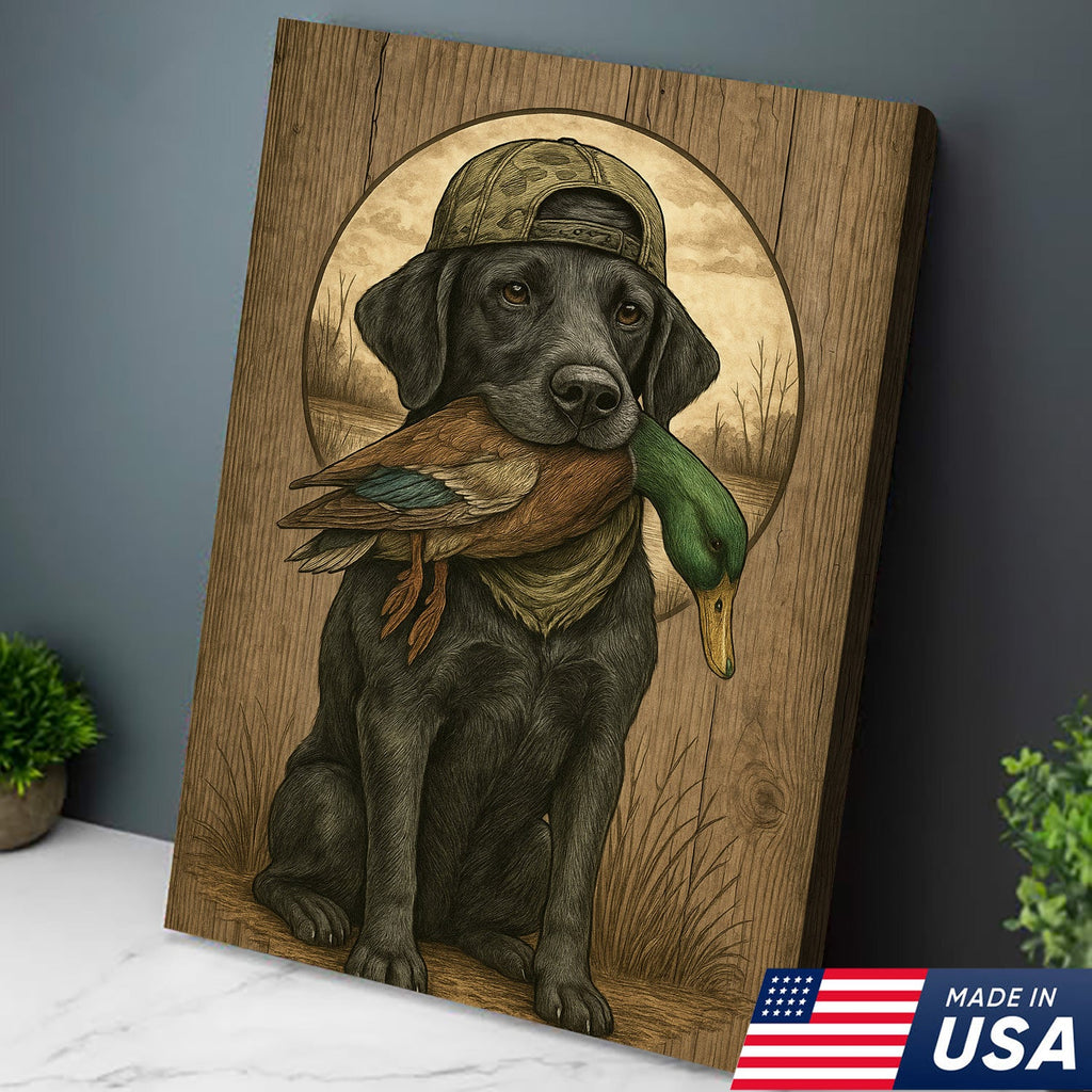 Duck Hunting Dog Still Life Canvas – Rustic Cabin Wall Art for Hunters & Outdoorsmen
