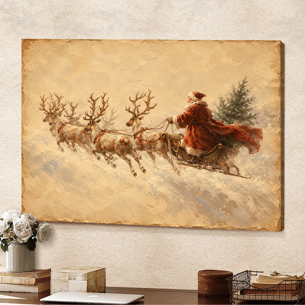 Vintage Santa Sleigh Canvas