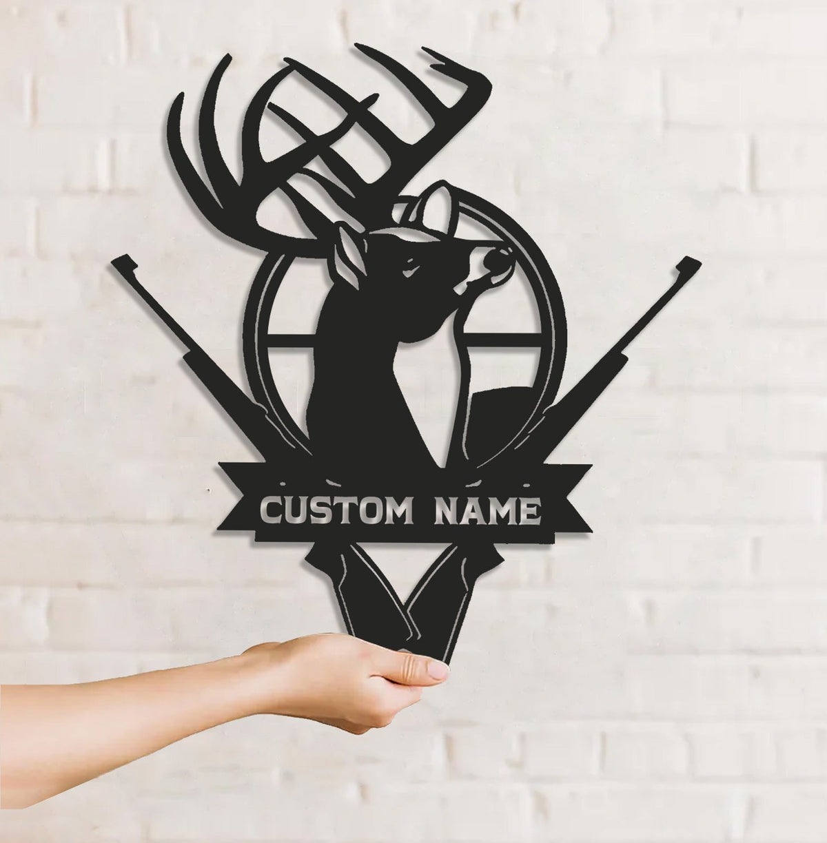 Personalized Deer Hunting Metal Sign WITH LED/WITHOUT LED - Rustic Buck Wall Art with Rifles