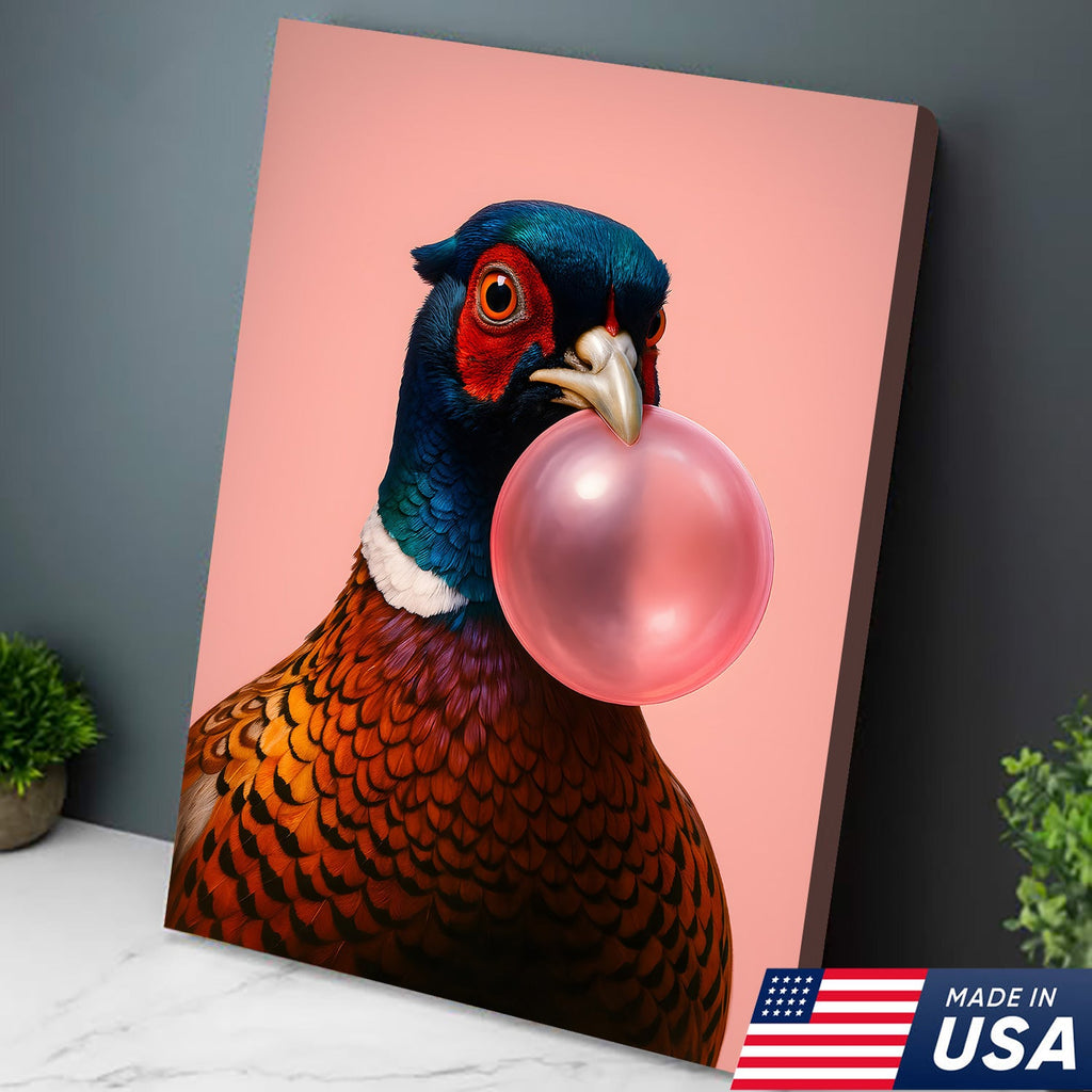 Funny Pheasant Canvas Wall Art – Unique Hunting Cabin Decor & Perfect Gift for Hunters