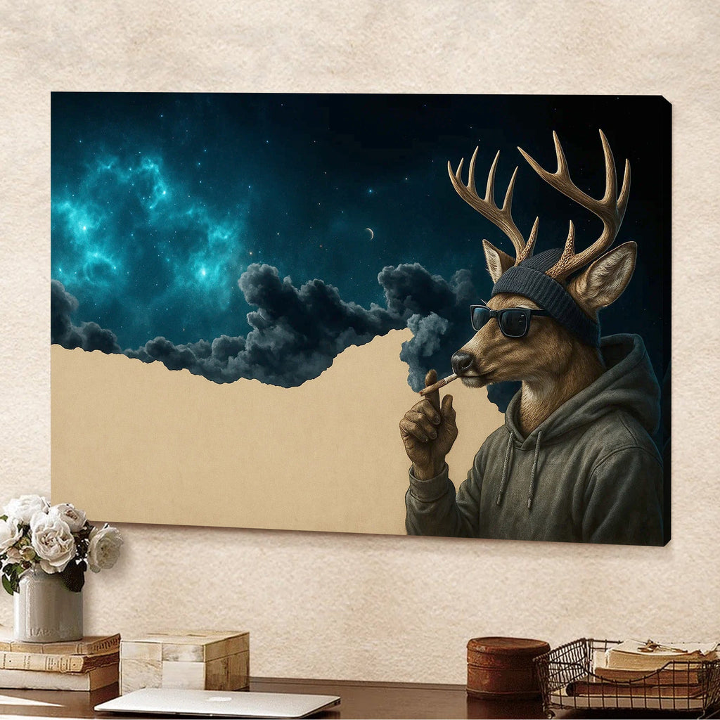 Cool Deer Canvas Art – Hipster Buck in Hoodie with Night product image 4