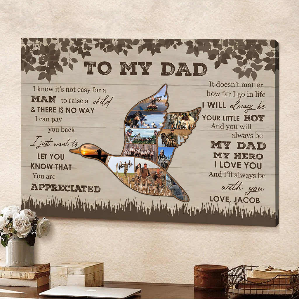 Personalized To My Dad Hunting Canvas – Custom Duck Hunting Gift for Dad, Father Son Hunting Wall Art