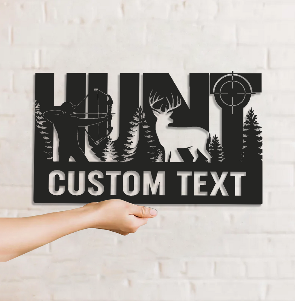Personalized Bow Hunter Metal Sign WITH LED/WITHOUT LED, Custom Name Deer Light