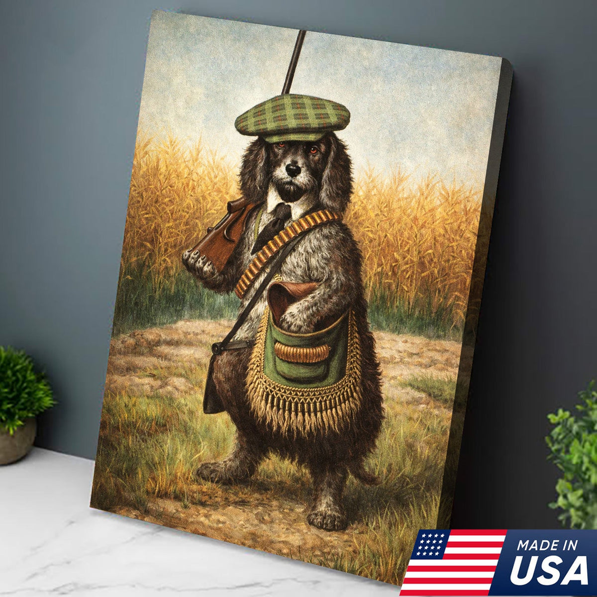 Funny Hunting Dog Wall Art, Vintage Hunter Dog Canvas