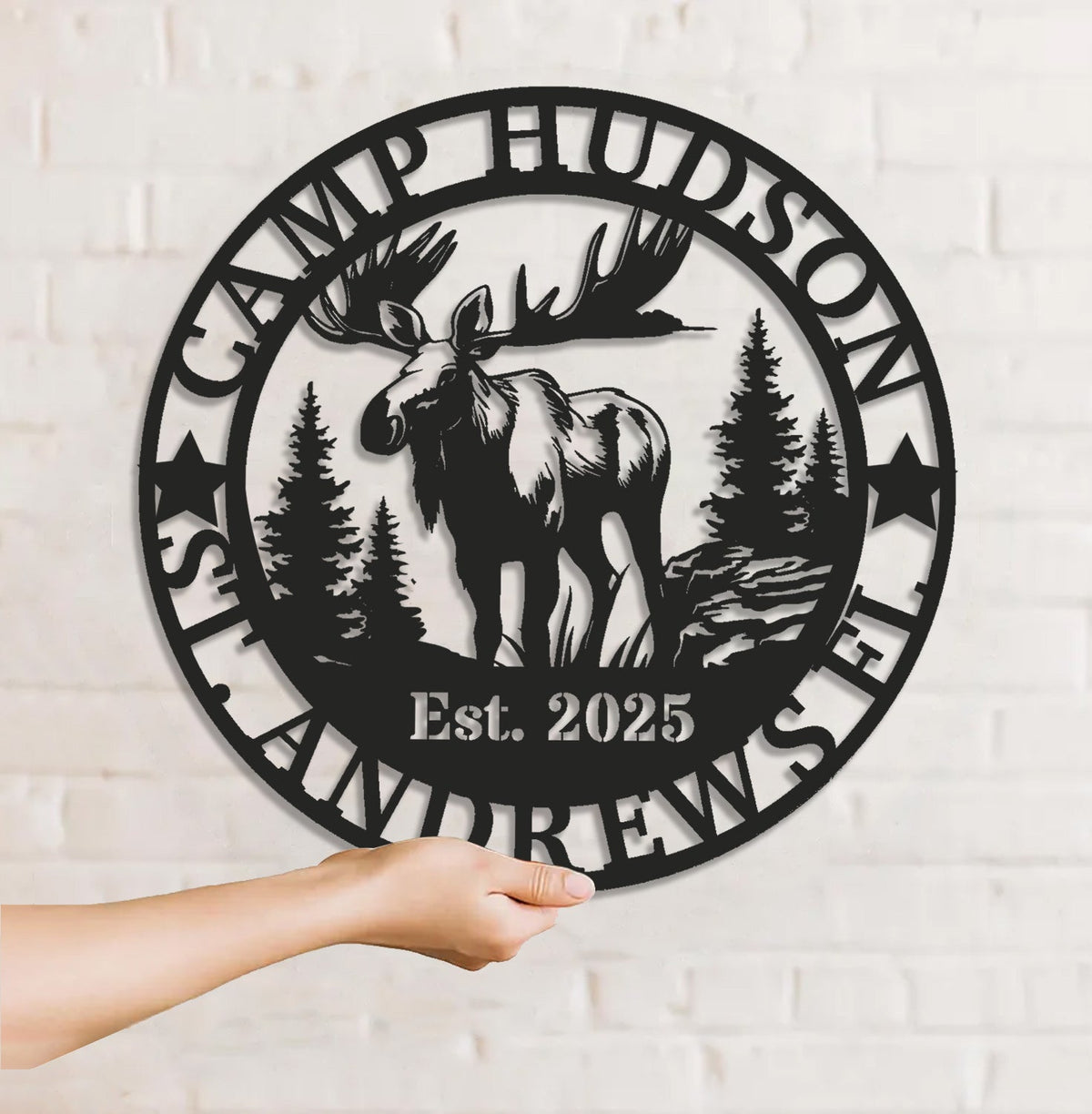 Personalized Moose Metal Sign WITH LED/WITHOUT LED - Rustic Cabin Name Sign