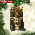 Personalized Acrylic Deer Bathroom Christmas Ornament – Funny Personalized Holiday Decor for Hunters & Wildlife Lovers