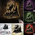 Personalized Elk Hunting Metal Sign WITH LED/WITHOUT LED Light Deer Forest Scene Custom Name Rifle Wall Art Hunter Gift