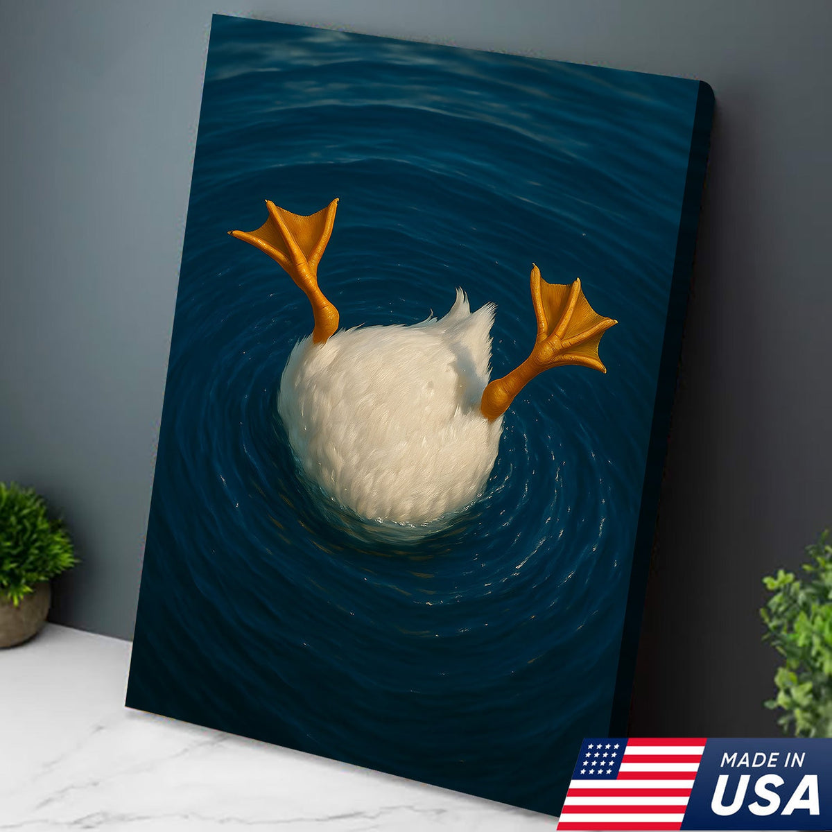 Funny Diving Duck Canvas Wall Art – Hilarious Hunting Cabin & Farmhouse Décor Gift for Hunters