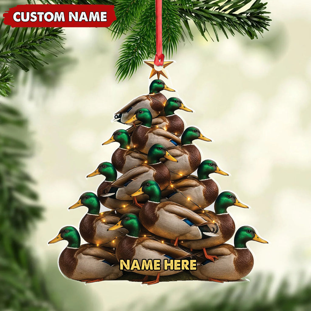 Personalized Acrylic Mallard Duck Christmas Tree Ornament - Custom Hunting Holiday Decoration