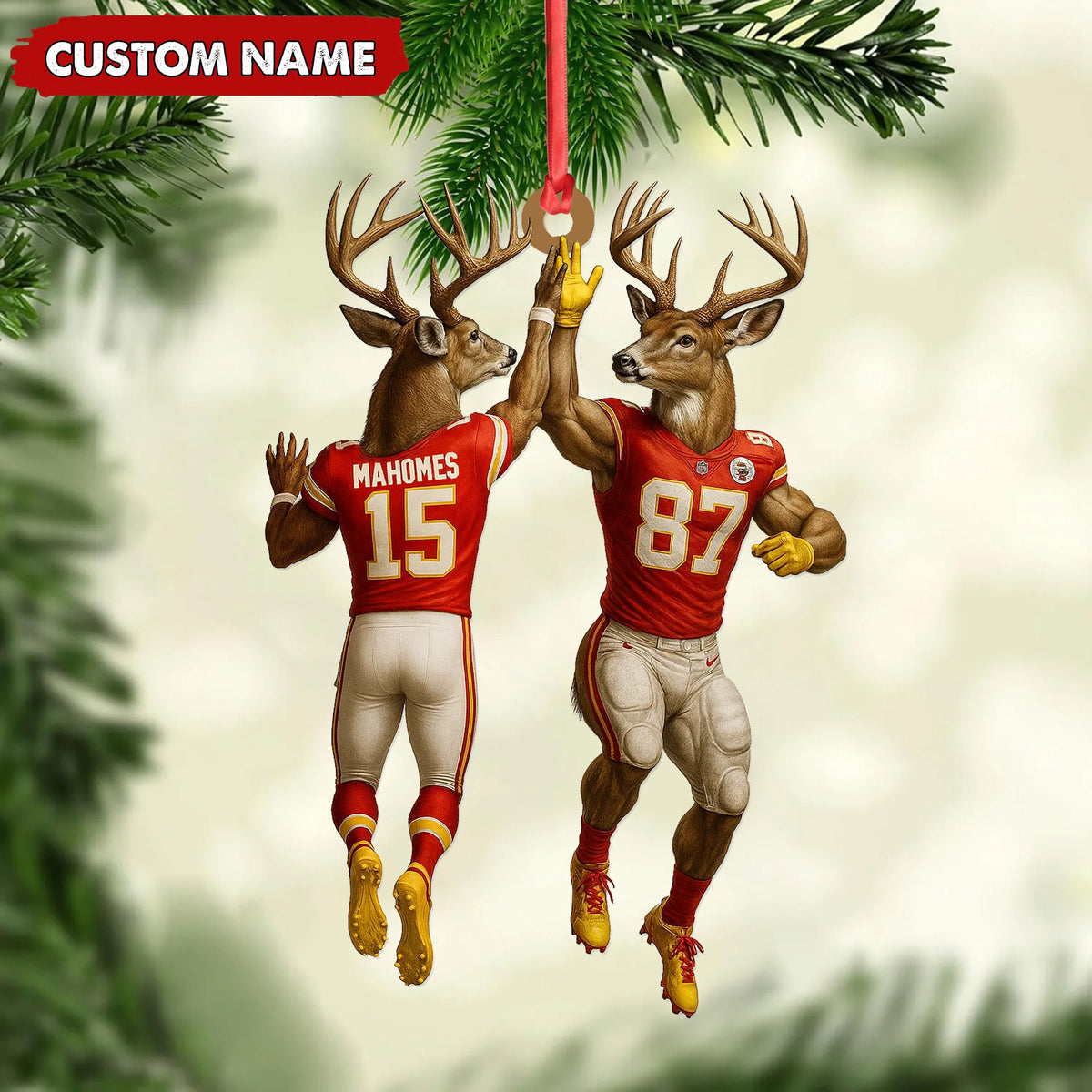Personalized Football Christmas Ornament, Custom Name Deer product image 2