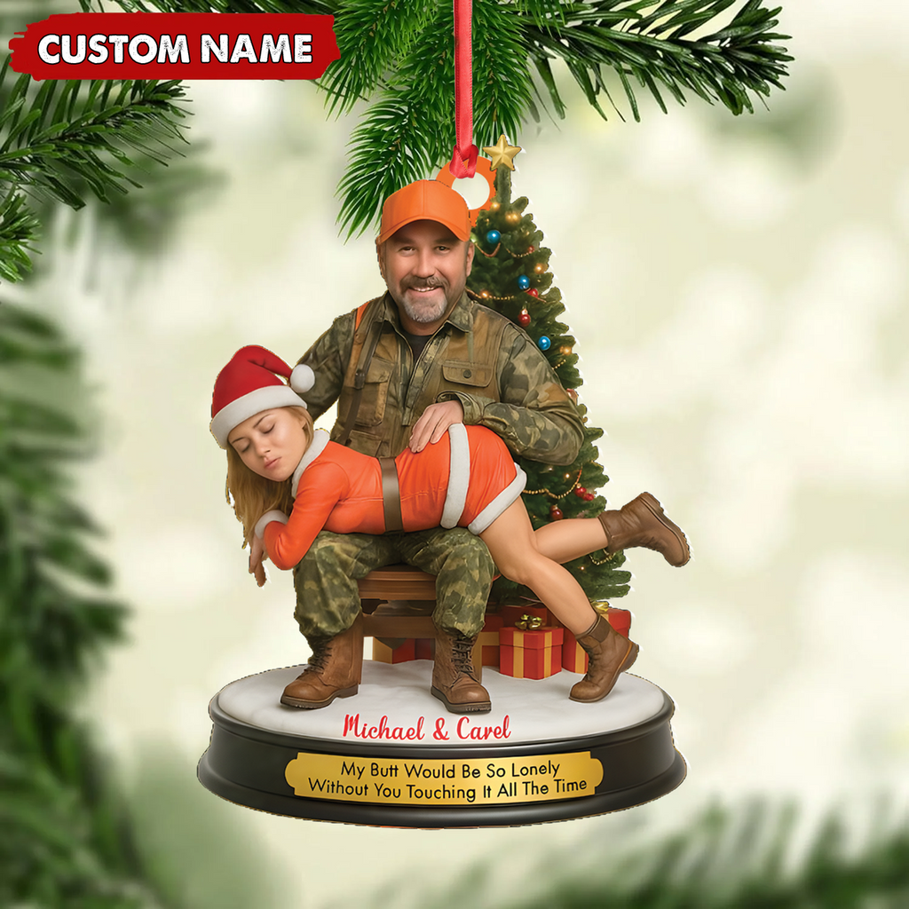 Personalized Funny Hunter Couple Christmas Acrylic Ornament – Custom Name Christmas Gift for Him or Her
