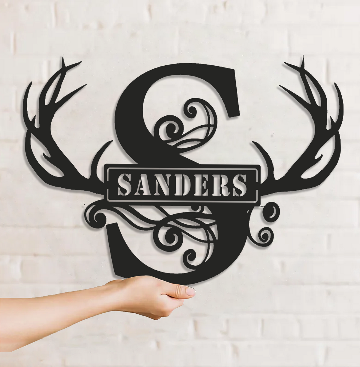 Personalized Deer Alphabet Antler Metal Sign – Custom Family Name Wall Decor for Hunters