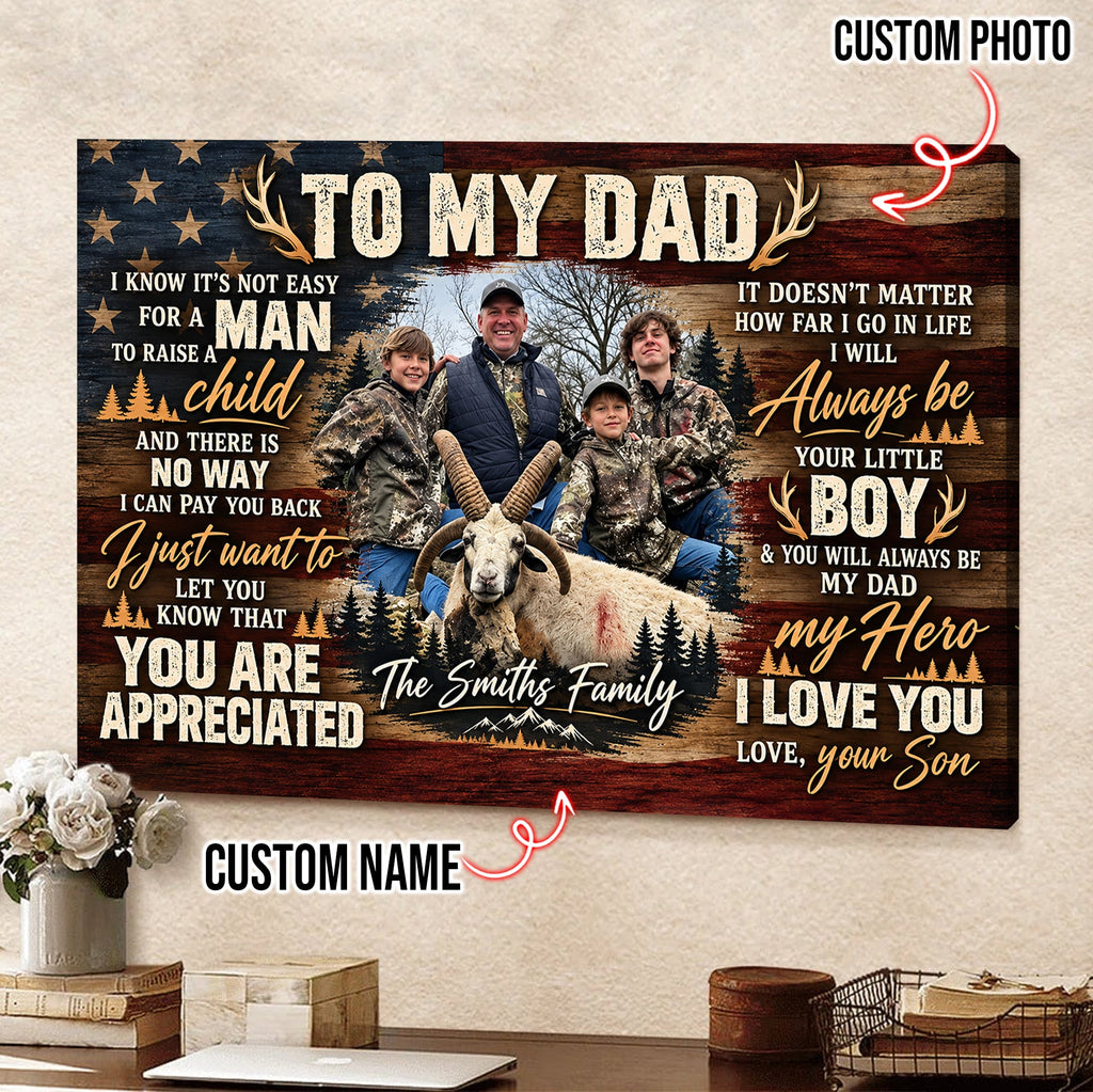 Personalized To My Dad Hunting Canvas