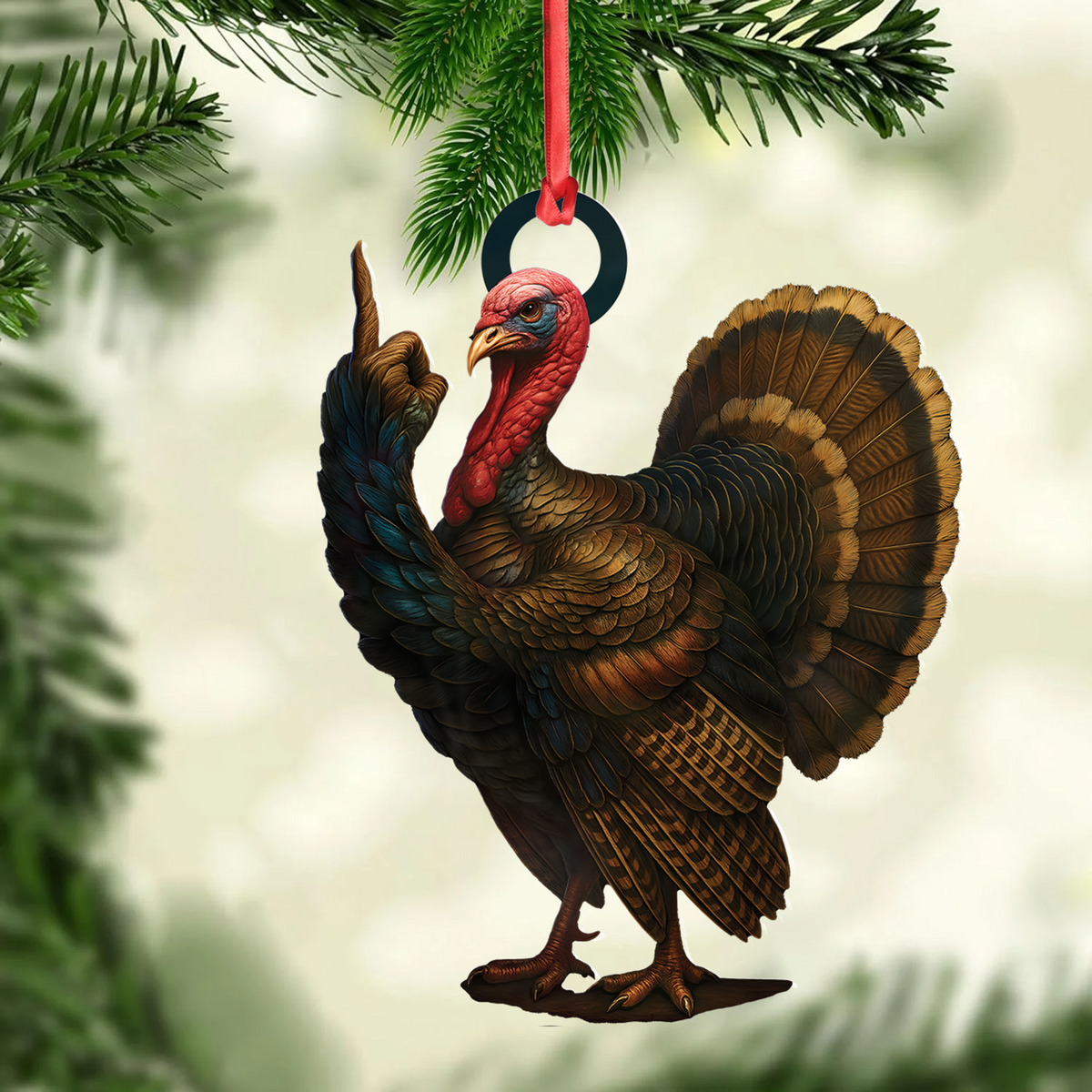Personalized Funny Turkey Acrylic Ornament – Hilarious Christmas Decoration for Hunters