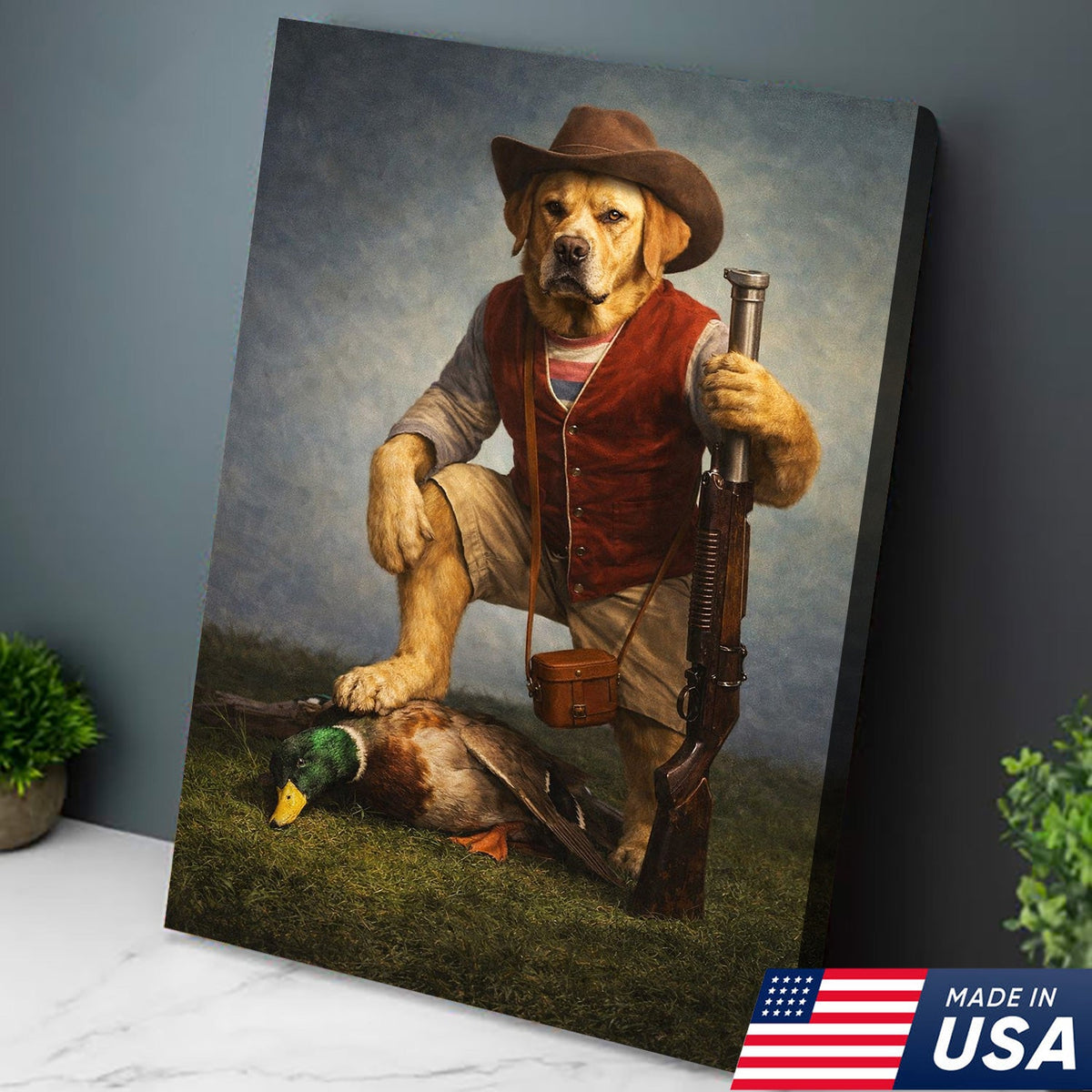 Funny Hunting Dog Canvas Wall Art Duck Hunter Dog Outdoor Decor