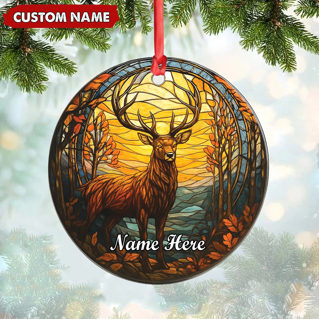 Personalized Deer Ornament, Custom Name Christmas Decoration, Rustic Woodland Animal Ornament for Holiday Tree