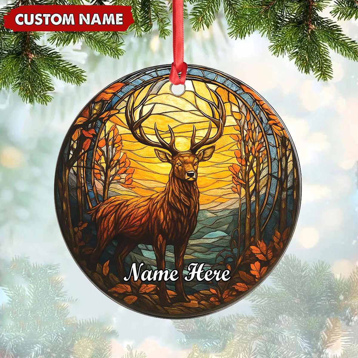 Personalized Deer Ornament, Custom Name Christmas Decoration, Rustic Woodland Animal Ornament for Holiday Tree