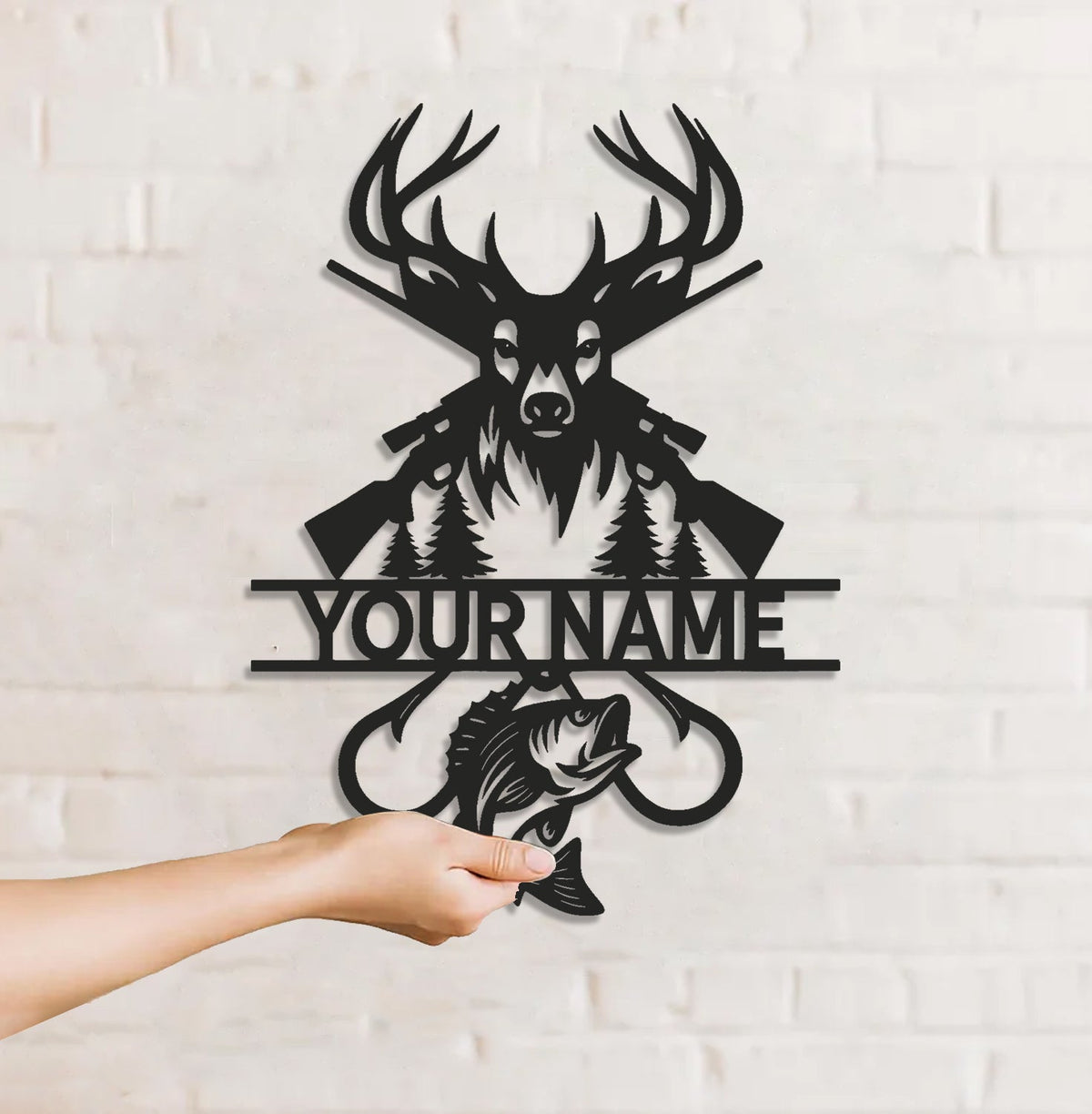 Personalized Deer Hunting and Fishing Metal Sign WITH LED/WITHOUT LED – Rustic Cabin Wall Decor