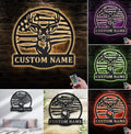 Custom Name American Flag Deer Hunting Metal Sign WITH LED/WITHOUT LED Light Rustic Lodge Wall Decor