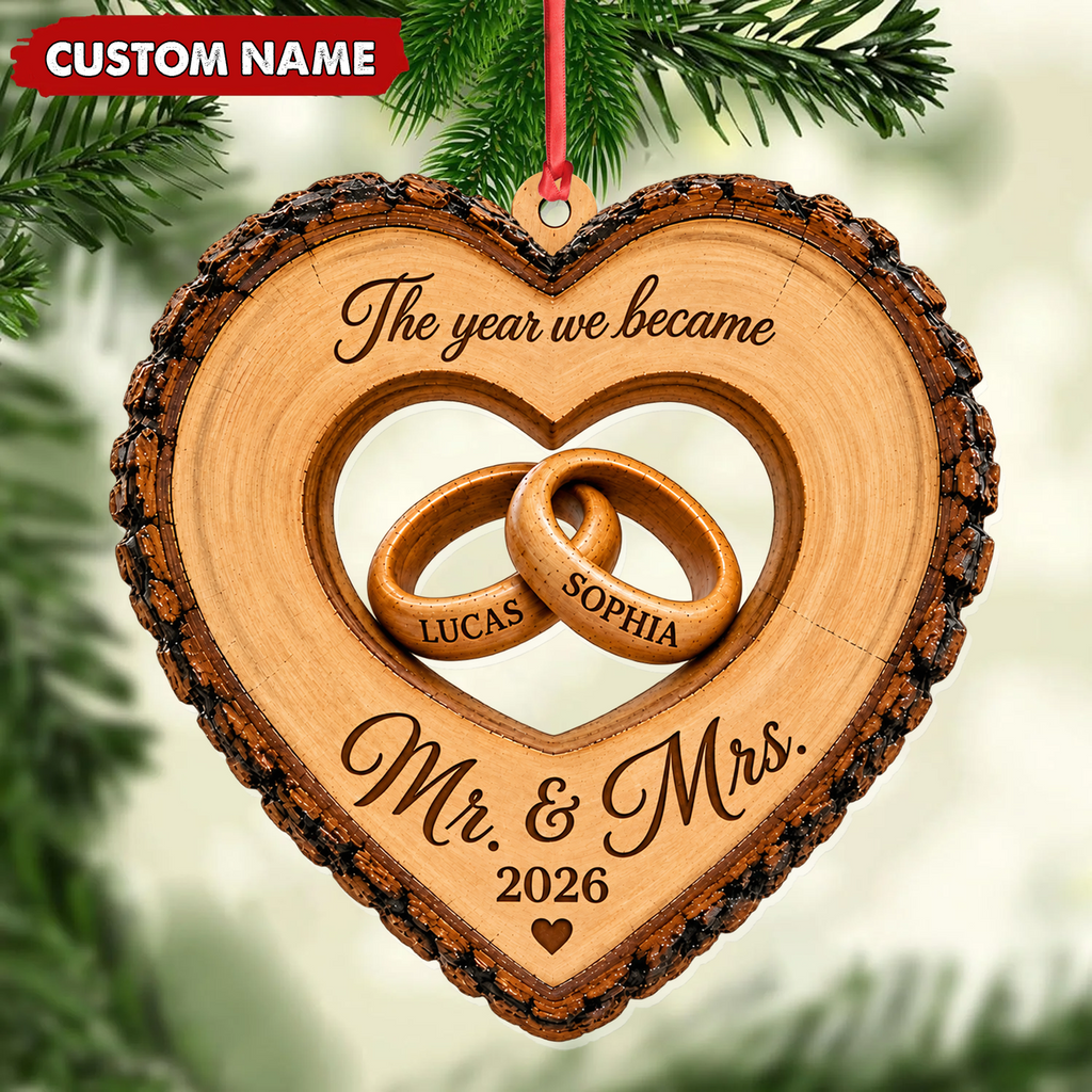 Personalized Mr and Mrs Christmas Ornament Custom Couple Wedding Keepsake