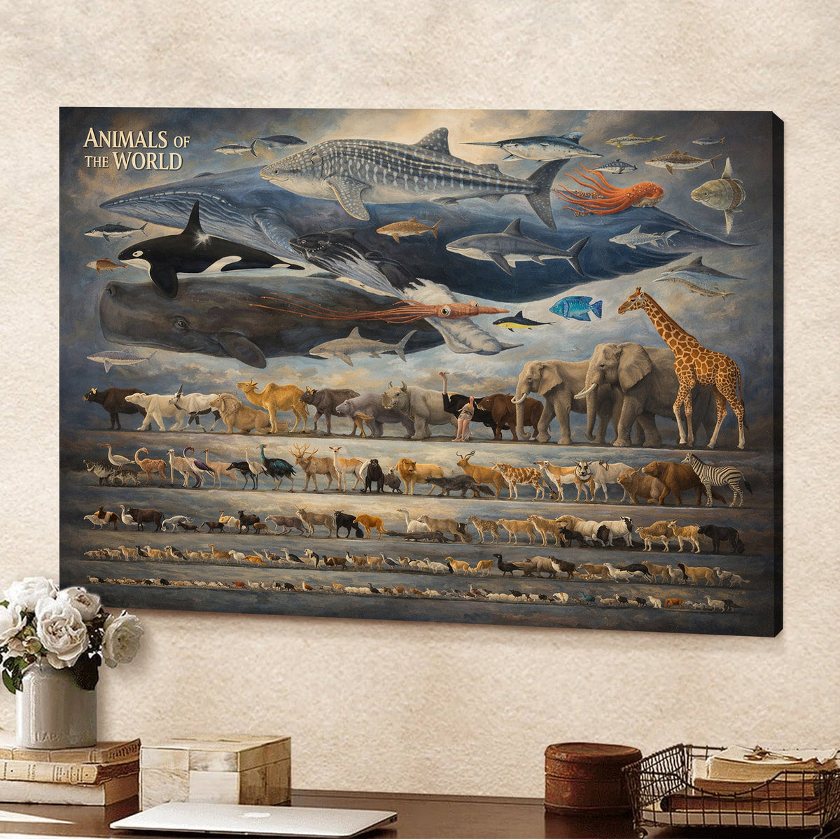 Animals Of The World Canvas – Educational Animal Chart Wall Art