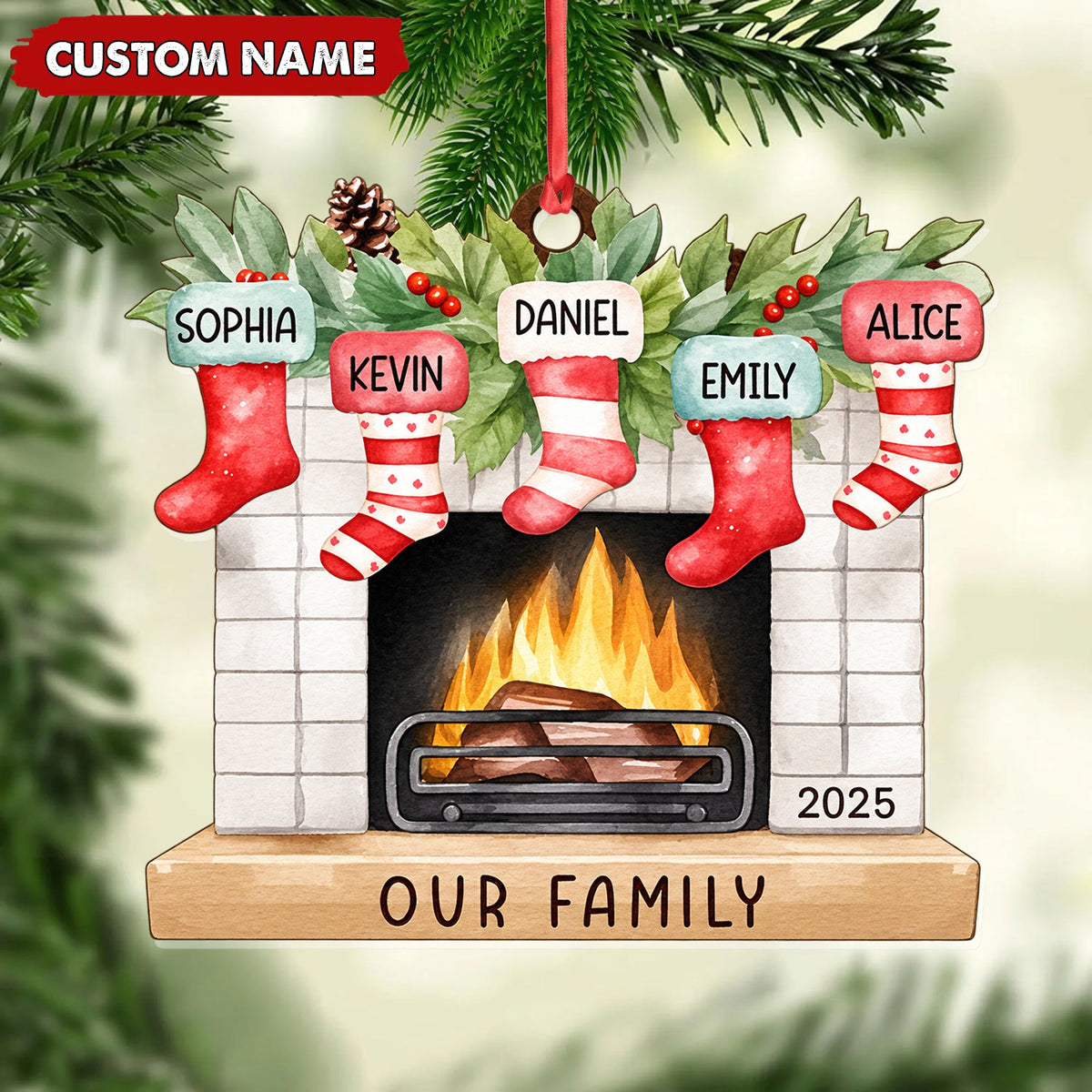Personalized Family Christmas Ornament Custom Name Cozy Holiday Keepsake