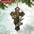 Personalized Hunter Acrylic Ornament – Deer, Duck & Fish Cross Design for Christmas Tree Decor