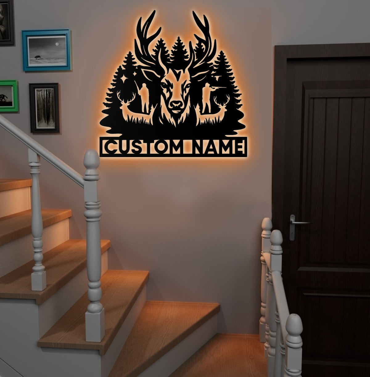 Personalized Deer Hunting Metal Sign WITH LED/WITHOUT LED – Rustic Cabin Wall Decor