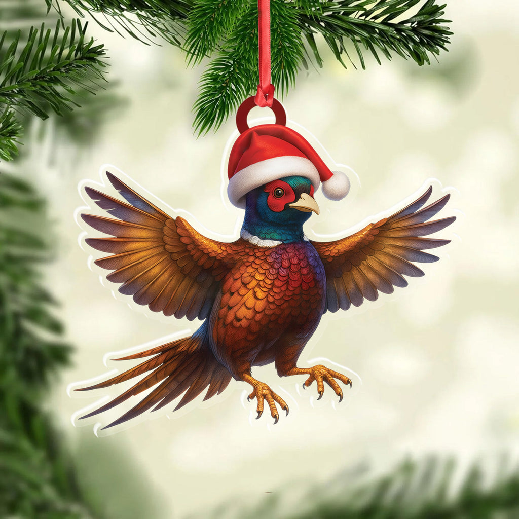 Christmas Pheasant Acrylic Christmas Ornament – Funny Hunting Bird Decor Gift for Hunters & Outdoor Lovers