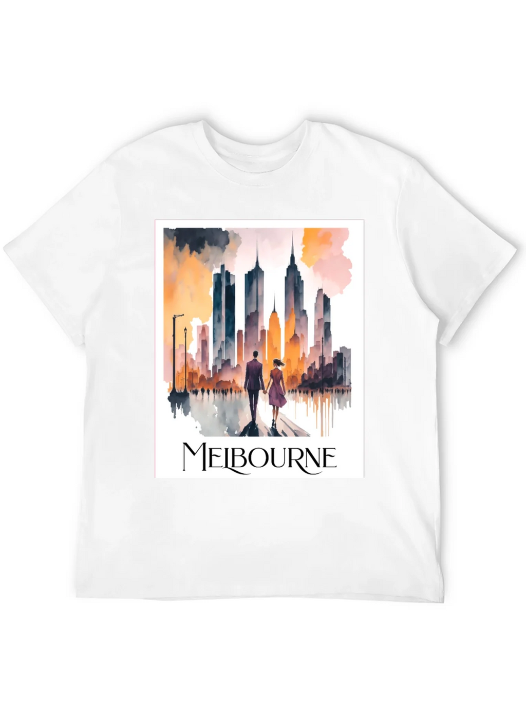 Melbourne Skyline Watercolor Graphic Tee product image 11