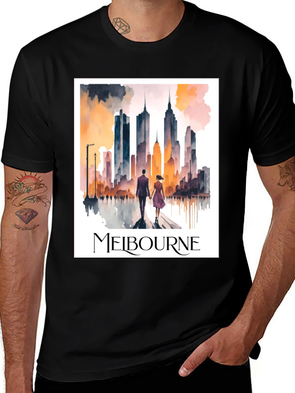 Melbourne Skyline Watercolor Graphic Tee product image 1