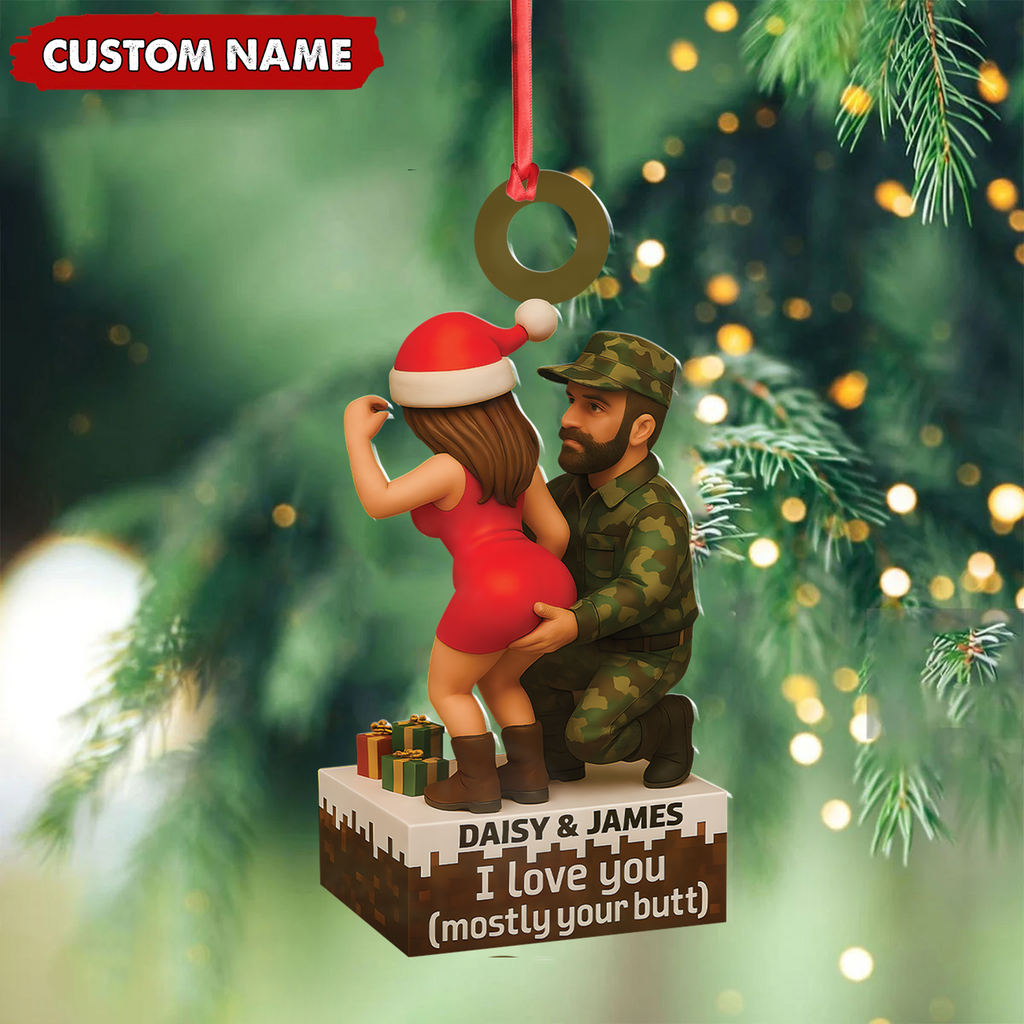 Personalized Funny Hunter Couple Acrylic Ornament – Custom Name Christmas Gift for Him or Her