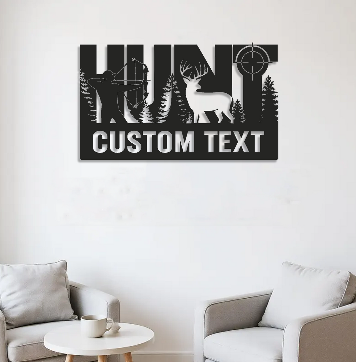 Personalized Bow Hunter Metal Sign WITH LED/WITHOUT LED, Custom Name Deer Light
