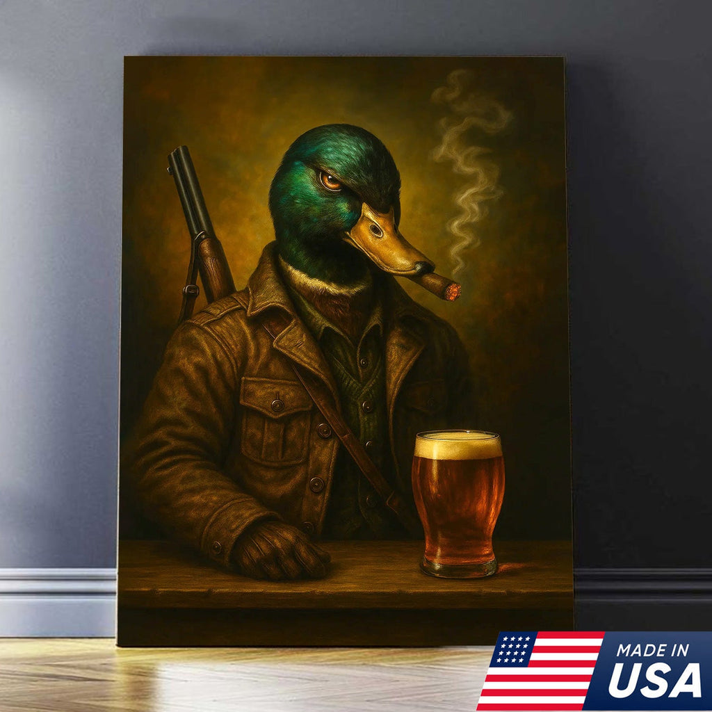 Epic Mallard Duck Canvas Wall Art – Fierce Surreal Animal Portrait, Bold Statement Decor