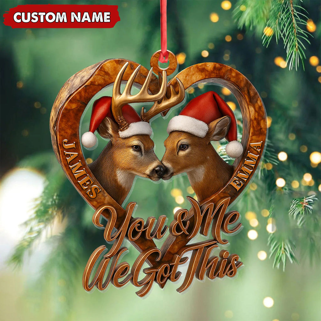 Personalized Deer Couple Christmas Ornament, You & Me We Got This Custom Name Gift