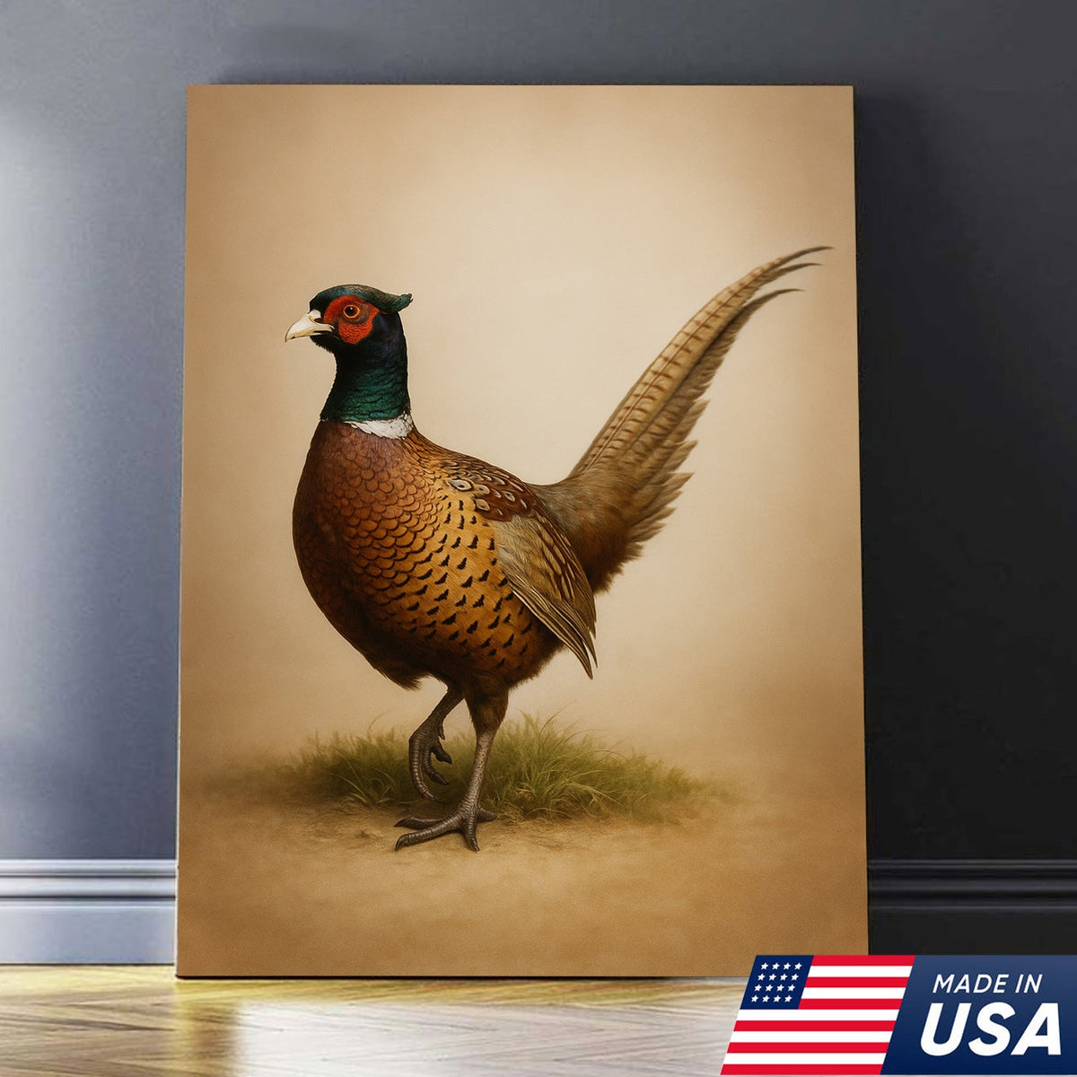 Pheasant Wall Art – Rustic Hunting Bird Canvas Print for Cabin, Lodge & Farmhouse Decor