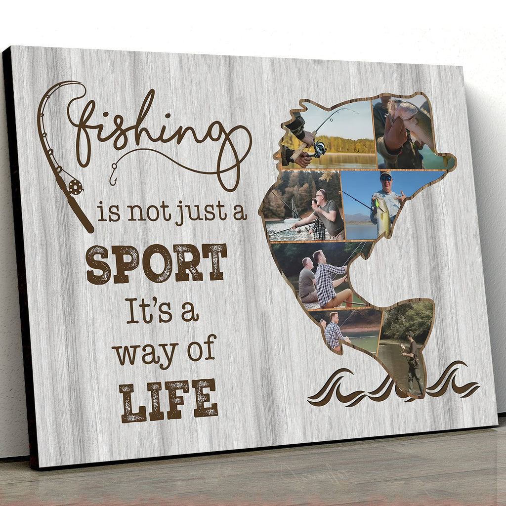 Custom Photo Fishing Is Not Just a Sport Canvas Wall Art – Fishing Gift for Dad, Fisherman Wall Decor