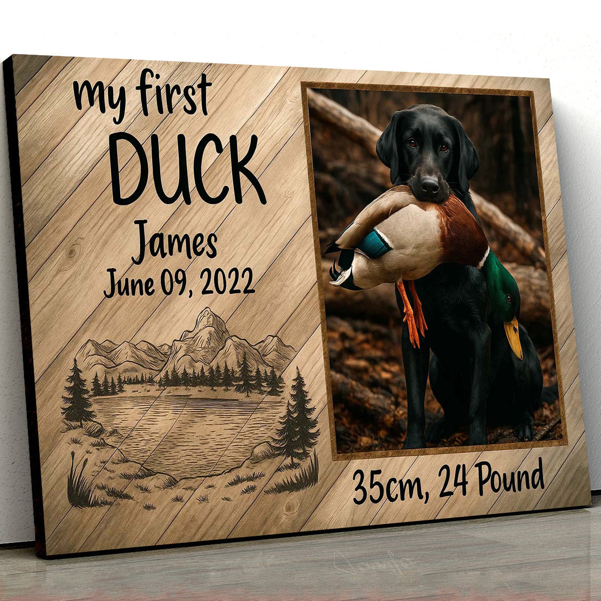 My First Duck Hunting Personalized Canvas, Custom Labrador Retriever Photo Wall Art