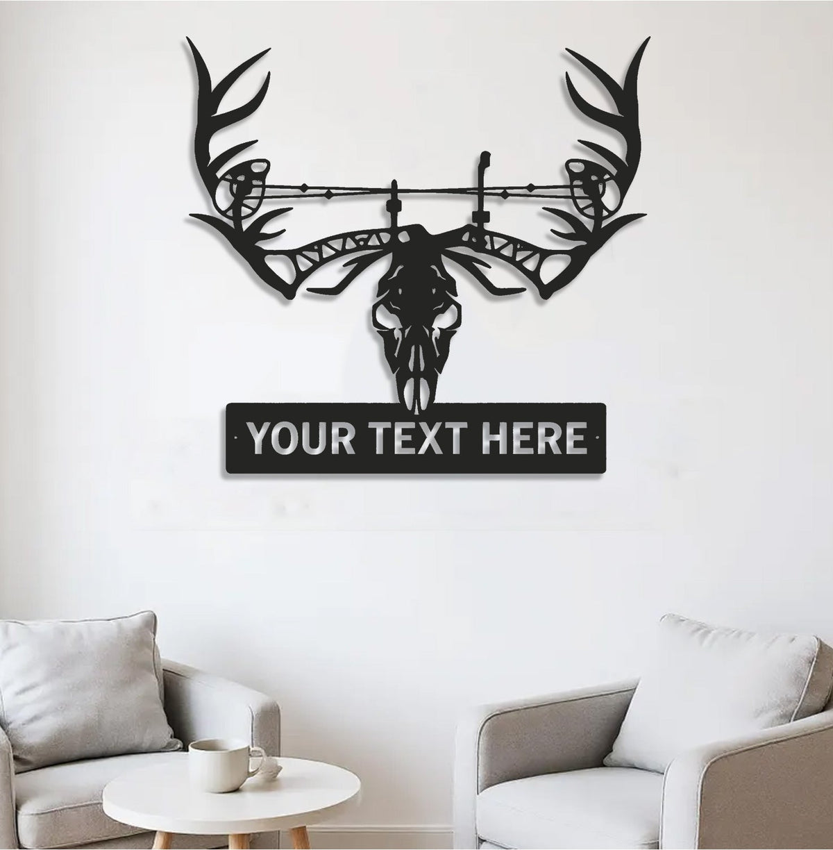 Personalized Deer Skull Metal Sign WITH LED/WITHOUT LED – Custom Hunter Wall Art