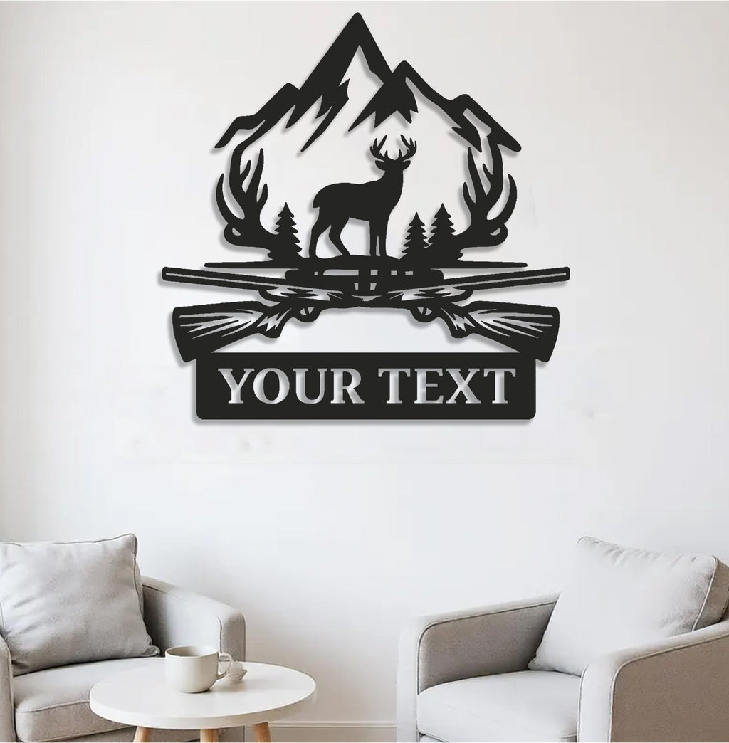 Personalized Deer Hunter Metal Sign WITH LED/WITHOUT LED, Custom Name Buck Light
