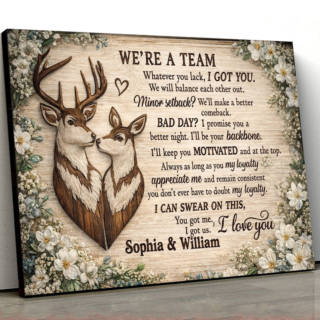 We’re a Team Couple Canvas Wall Art, Personalized Anniversary Gift for Husband Wife